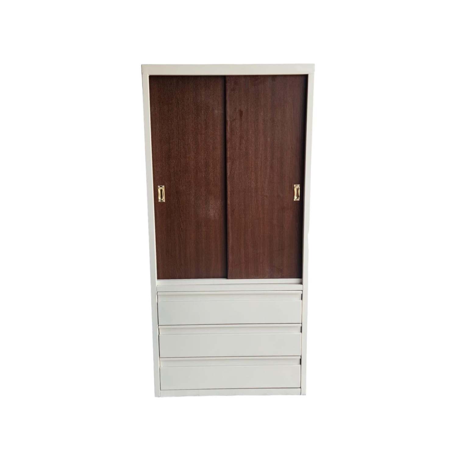 ROPERO METALICO ELEGANT INDIVIDUAL CAFE CON BEIGE  CON 3 GAVETAS