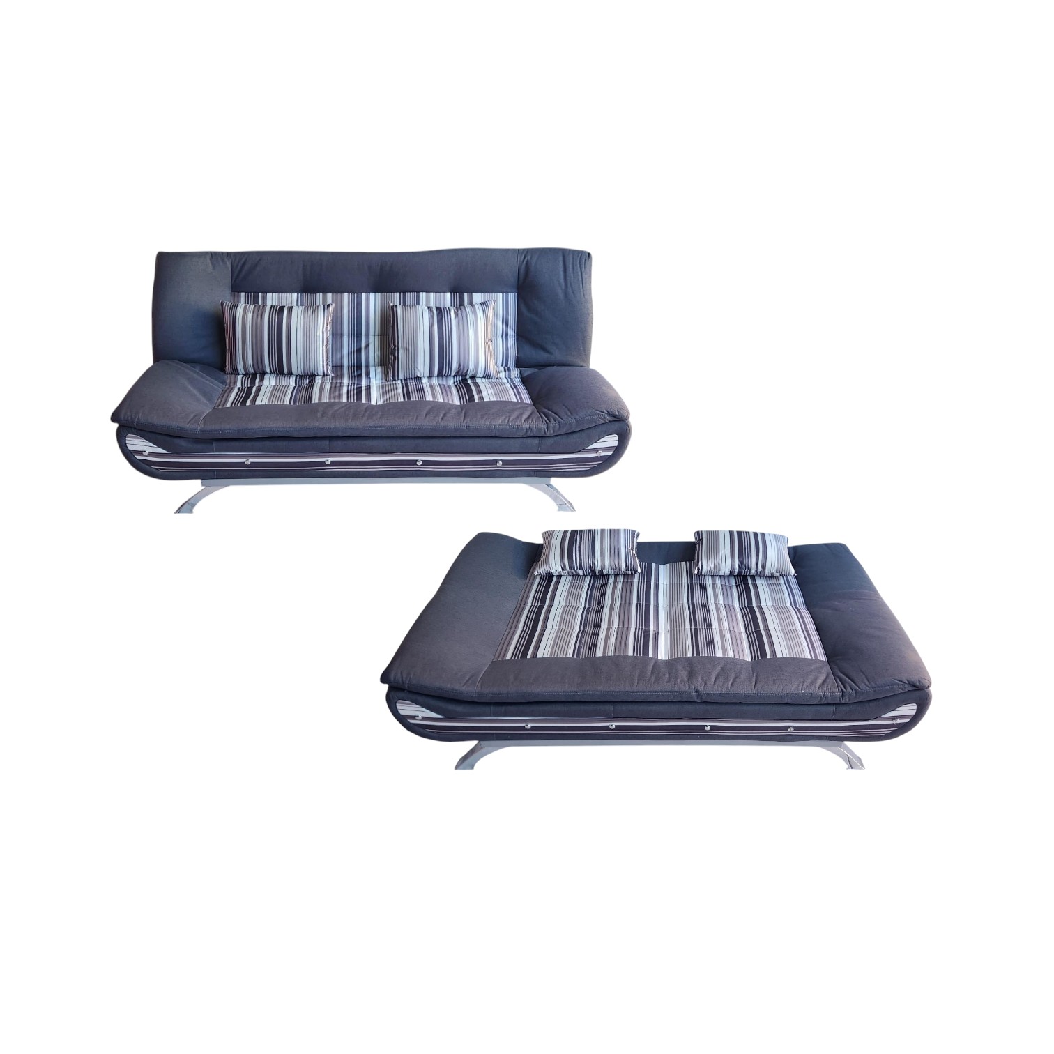 SOFA CAMA    GRIS  (tela de lino)