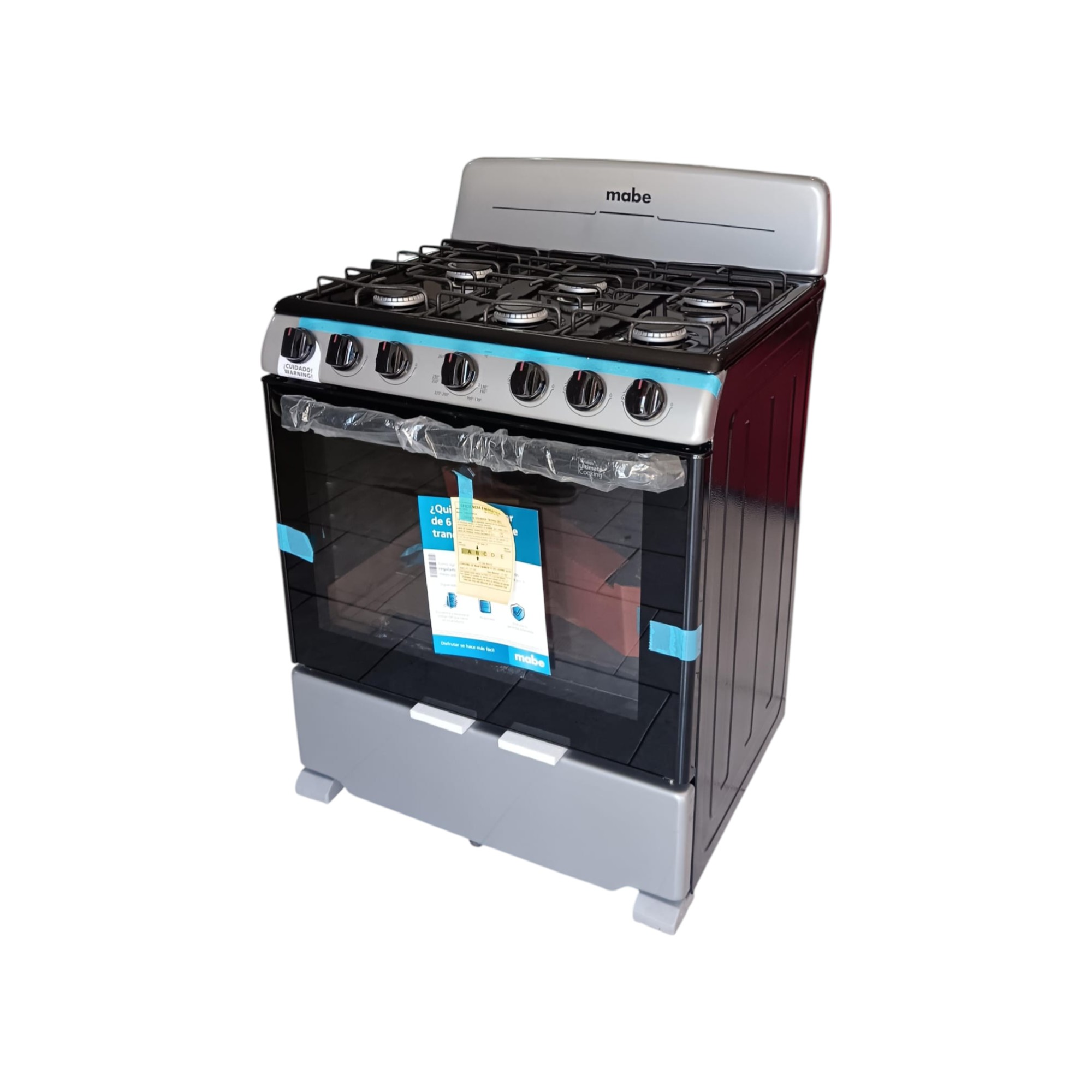 COCINA MABE DE 6 QUEMADORES PARRILLA HIERRO FUNDIDO  DE  RESPALDO  MODELO   EM7622BAPS2