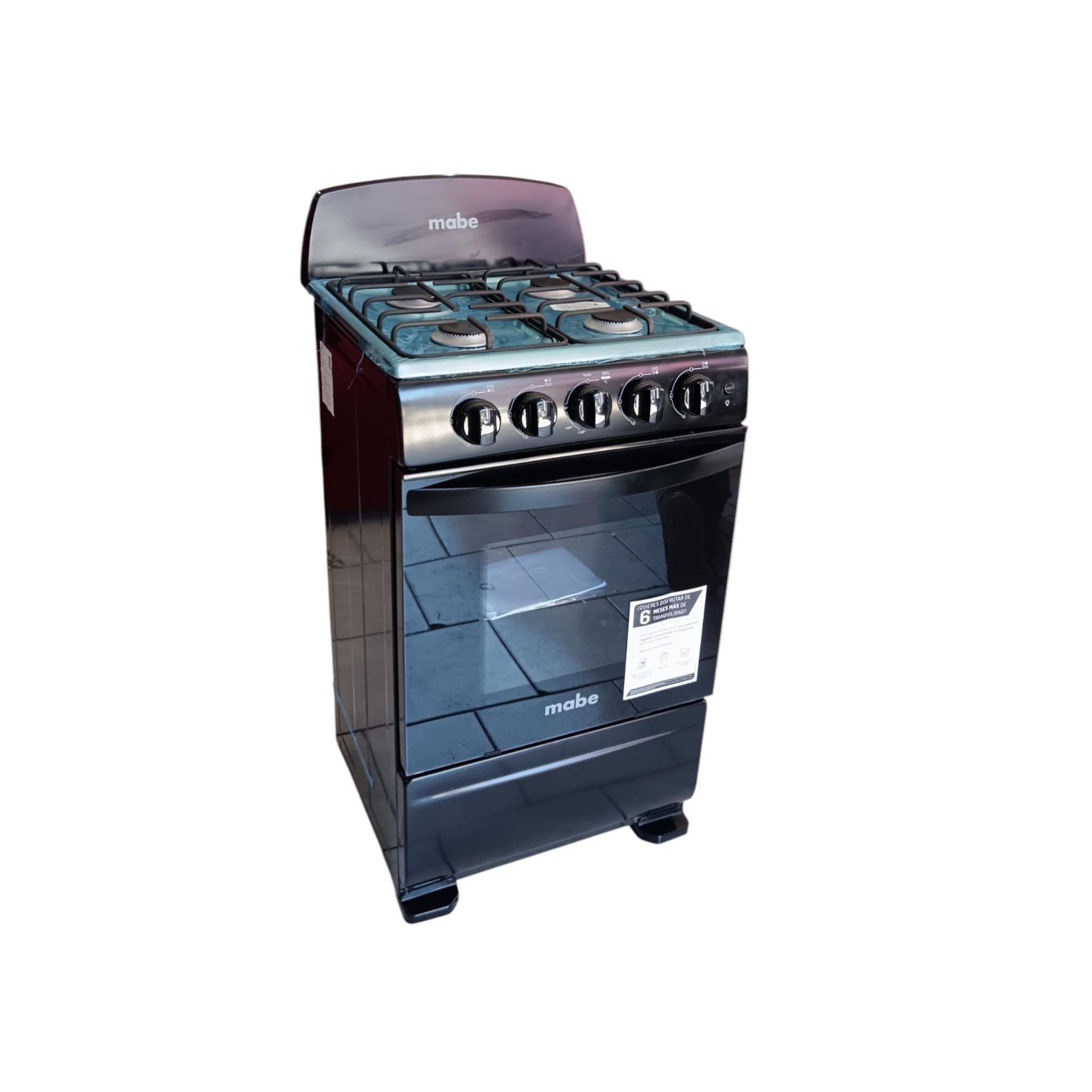 COCINA MABE DE 4 QUEMADORES NEGRA PARRILLA HIERRO FUNDIDO CON LUZ  MODELO   EMA5105SN1