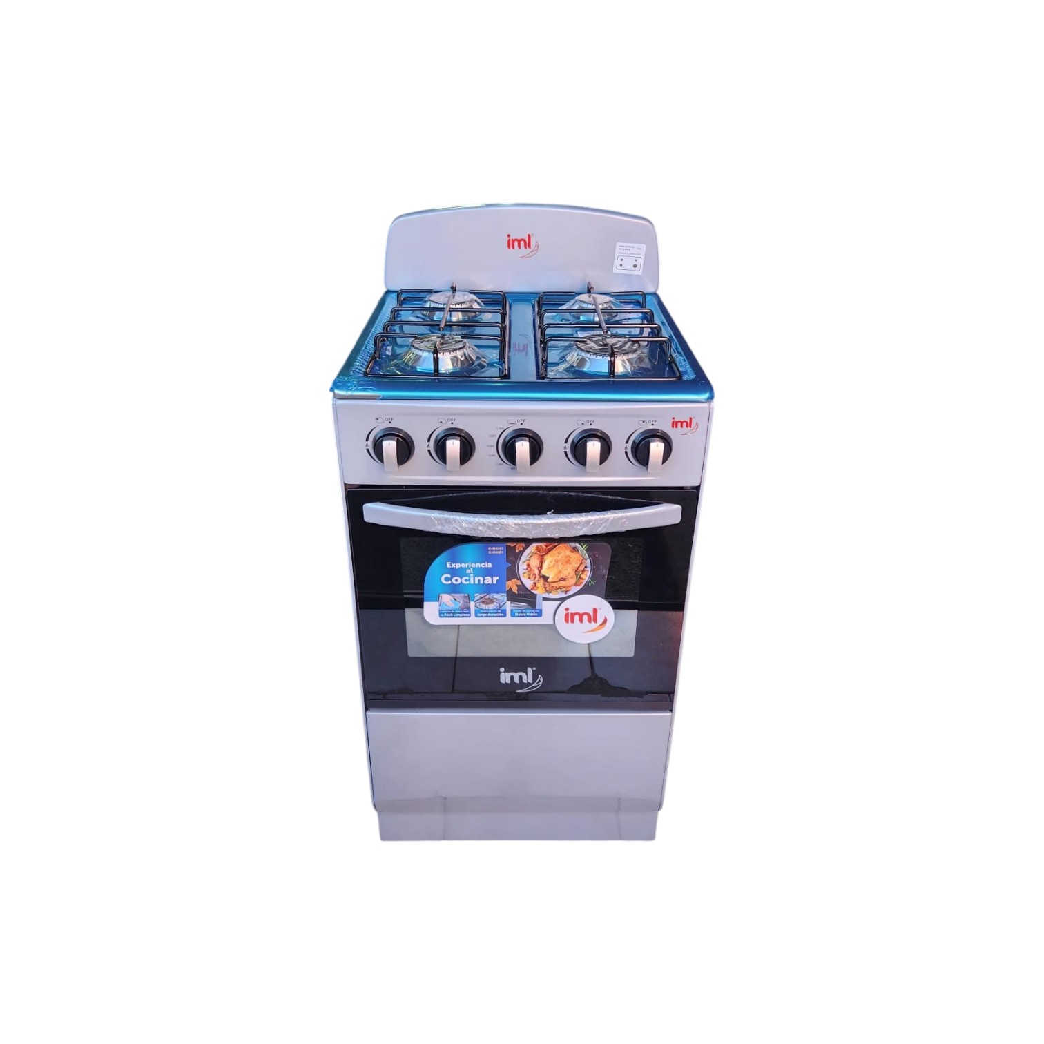 COCINA IML MODELO C-H4G1 CON HORNO 4 QUEMADORES DE RESPALDO
