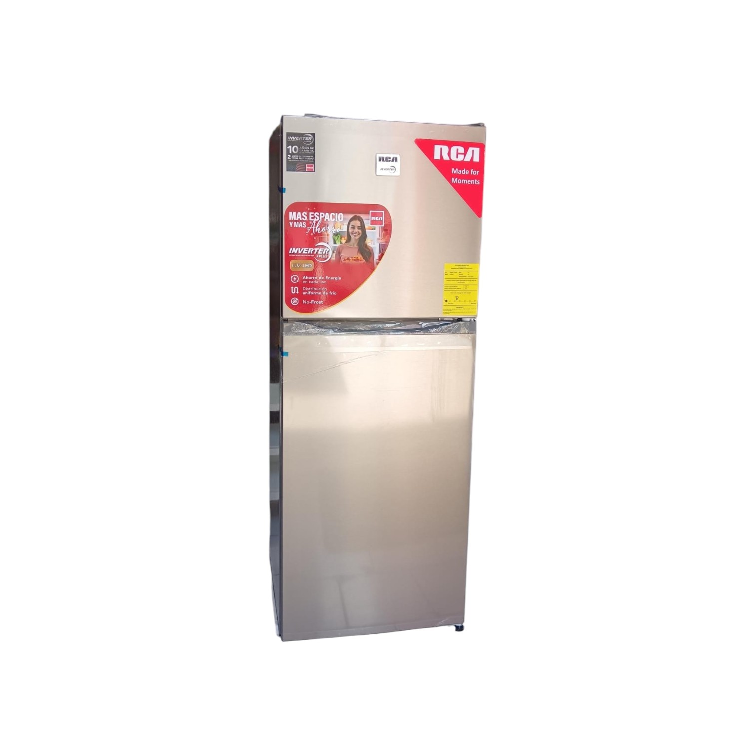 REFRIGERADORA RCA MODELO RCRN804INV DE 8 PIES 2 PUERTAS 199 LITROS INVERTER FRIO SECO ACERO INOXIDABLE