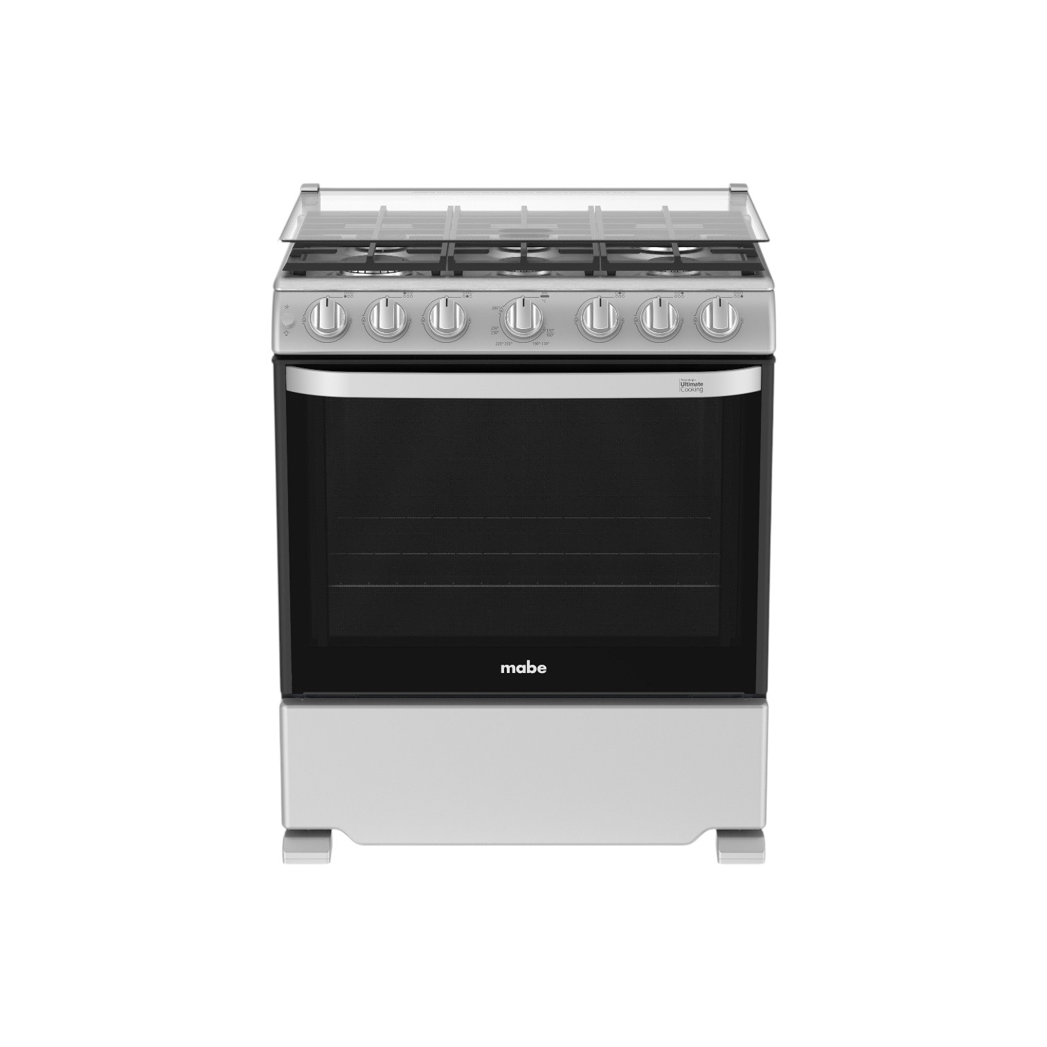 COCINA MABE MODELO WEM7659CFIS3 DE 6 QUEMADORES TAPA DE VIDRIO COMAL PEQUEÑO 30" CHISPERO Y LUZ