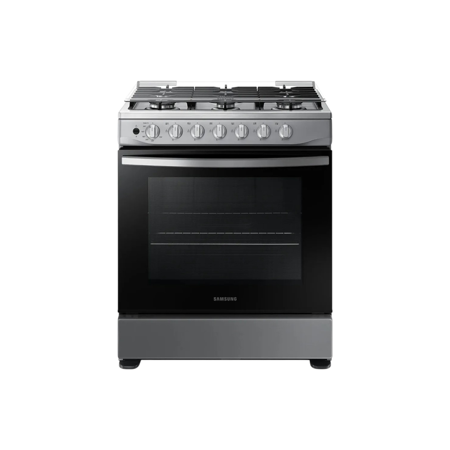 COCINA SAMSUNG MODELO-NX52D3000MV/AX DE 6 Q PARRILLAS DE HIERRO FUNDIDO TAPA DE VIDRIO CHISPERO Y LUZ