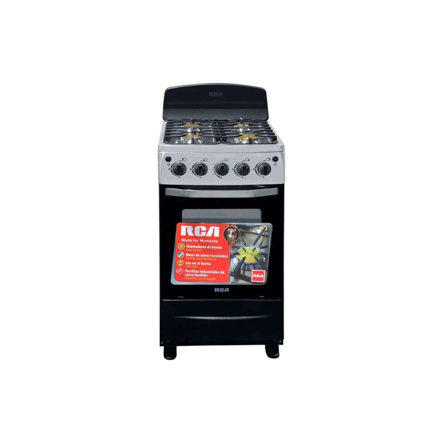 COCINA RCA MODELO RCCR22S DE 4Q  CON  LUZ PARRILLAS HIERRO FUNDIDO