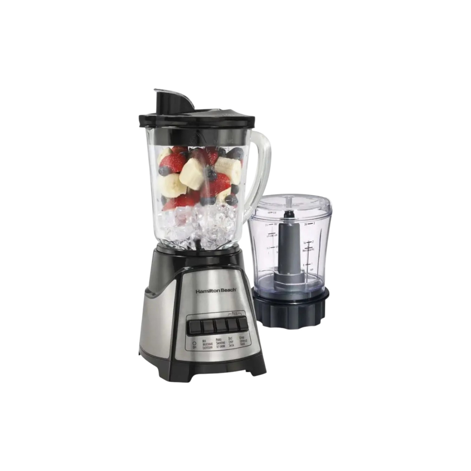 LICUADORA Y PICADORA HAMILTON BEACH MODELO HB58149 DE ACERO INOXIDABLE VASO DE VIDRIO