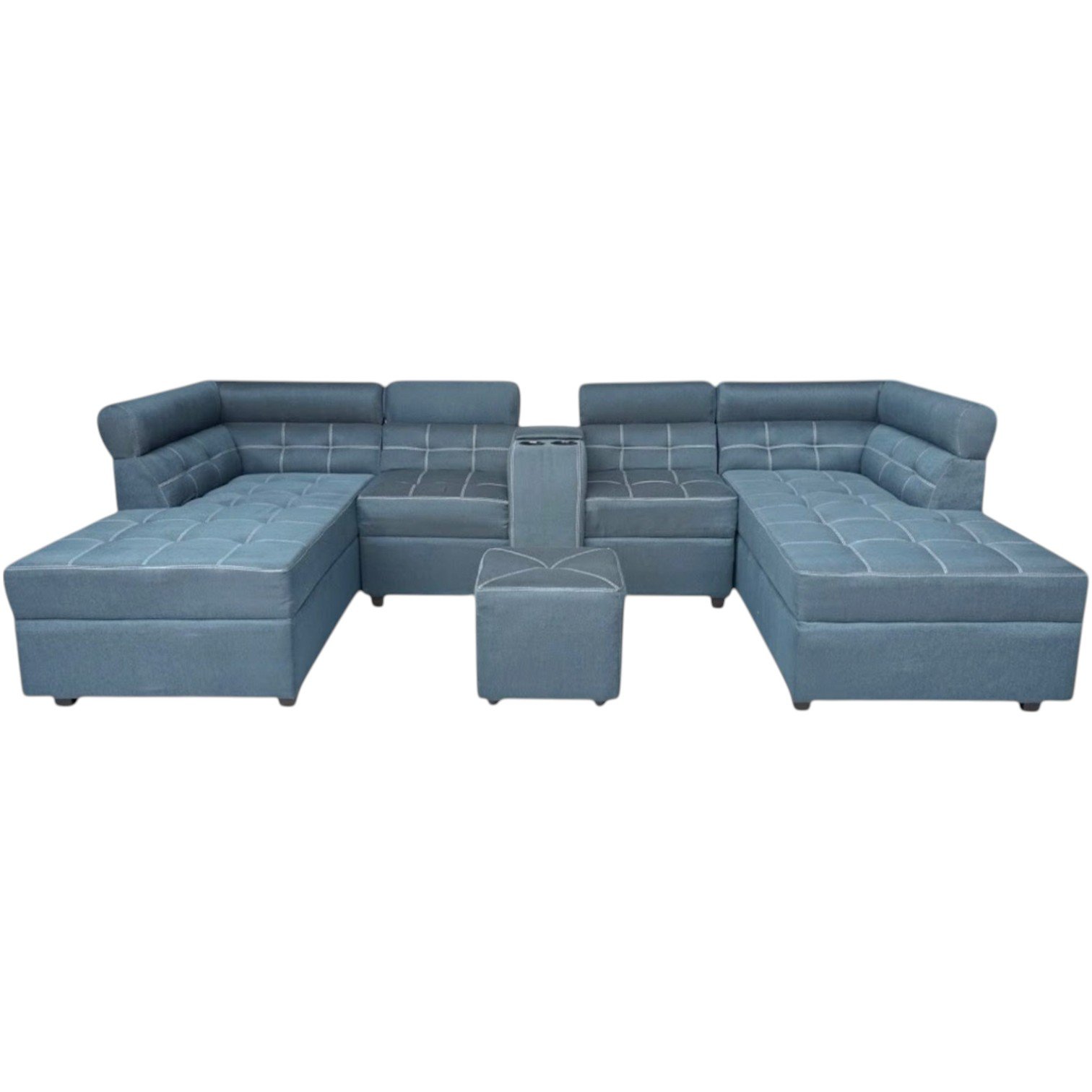 SOFA CAMA CON PORTAVASO EN U CON BUTACA